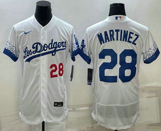 Men%27s Los Angeles Dodgers #28 JD Martinez Number White 2022 City Connect Flex Base Stitched Jersey->los angeles dodgers->MLB Jersey